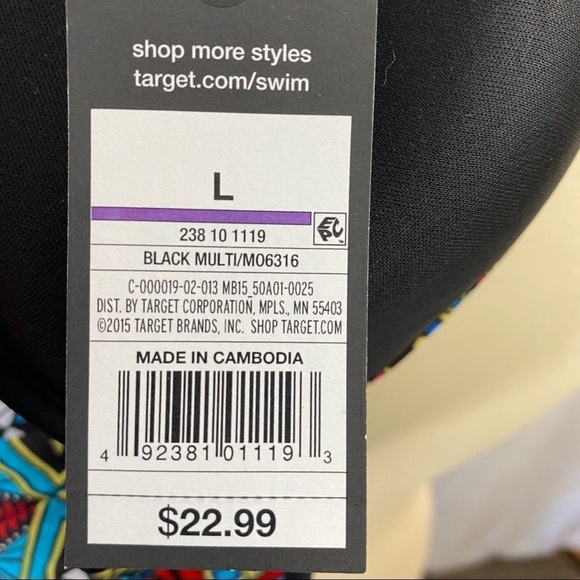 Mossimo Black And Multi Print Swim Top NWT - Picture 8 of 10